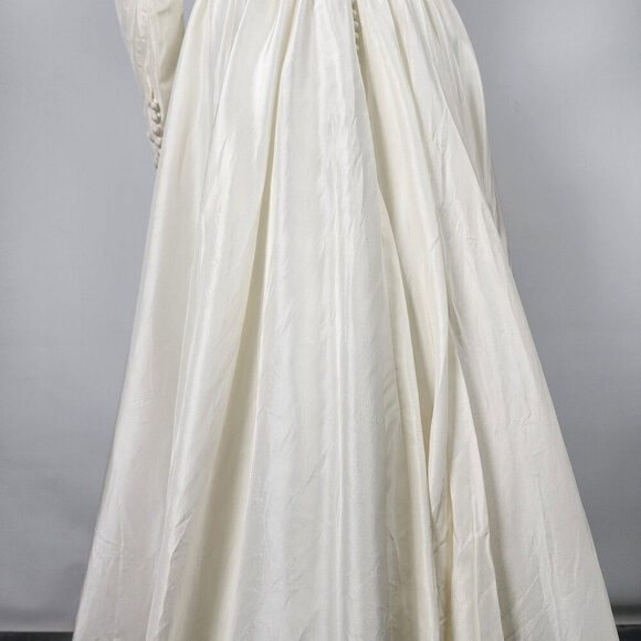 Vintage Cream Sequined Floral Detail Drop Shoulder Wedding Dress Size XS - Picture 15 of 16